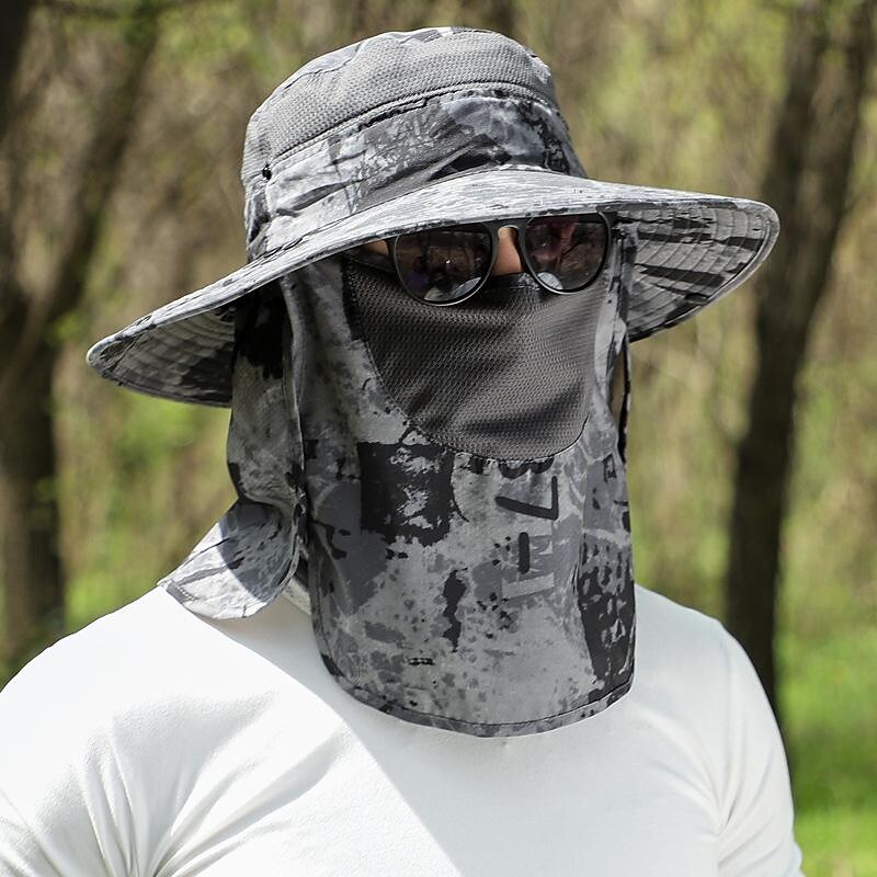 Men's Women's Sun Hat Bucket Hat Fishing Hat Outdoor Waterproof Portable UV Sun Protection Windproof Hat White camouflage Army camouflage Gray camouflage for Fishing Climbing Beach