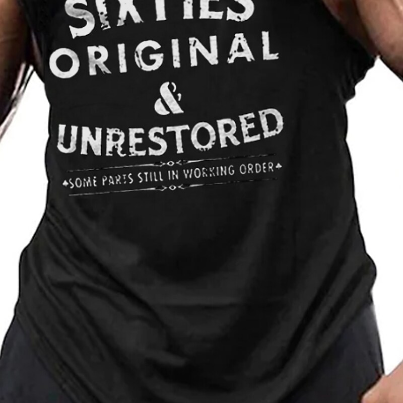Men's Undershirt Letter Crew Neck Black Casual Daily Sleeveless Print Clothing Apparel Cool Casual Top