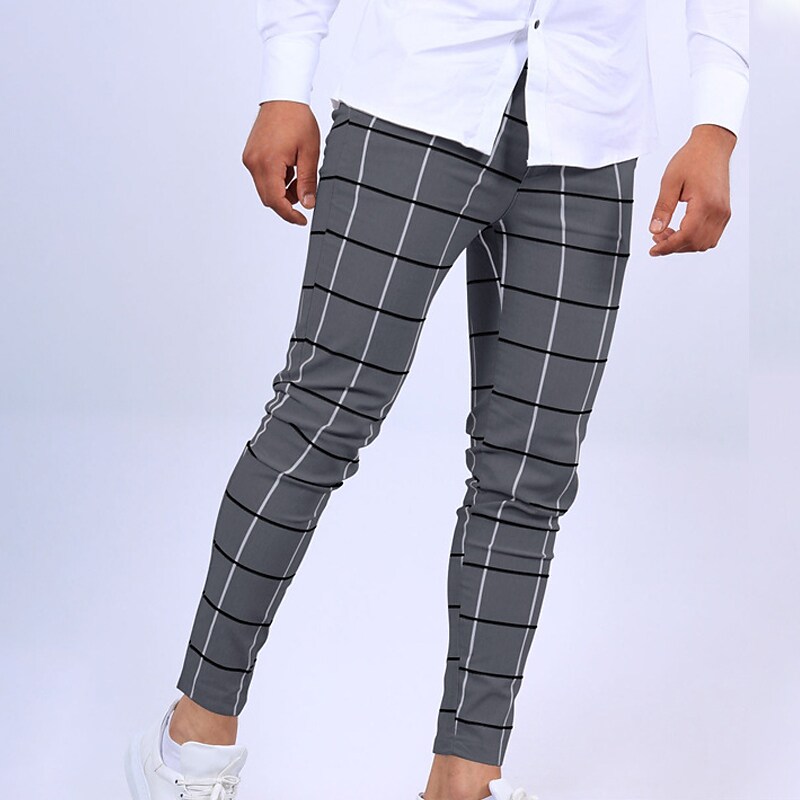 Men's Trousers Jogger Pants Plaid Breathable Soft Casual Daily Fashion Streetwear Micro-elastic Pants