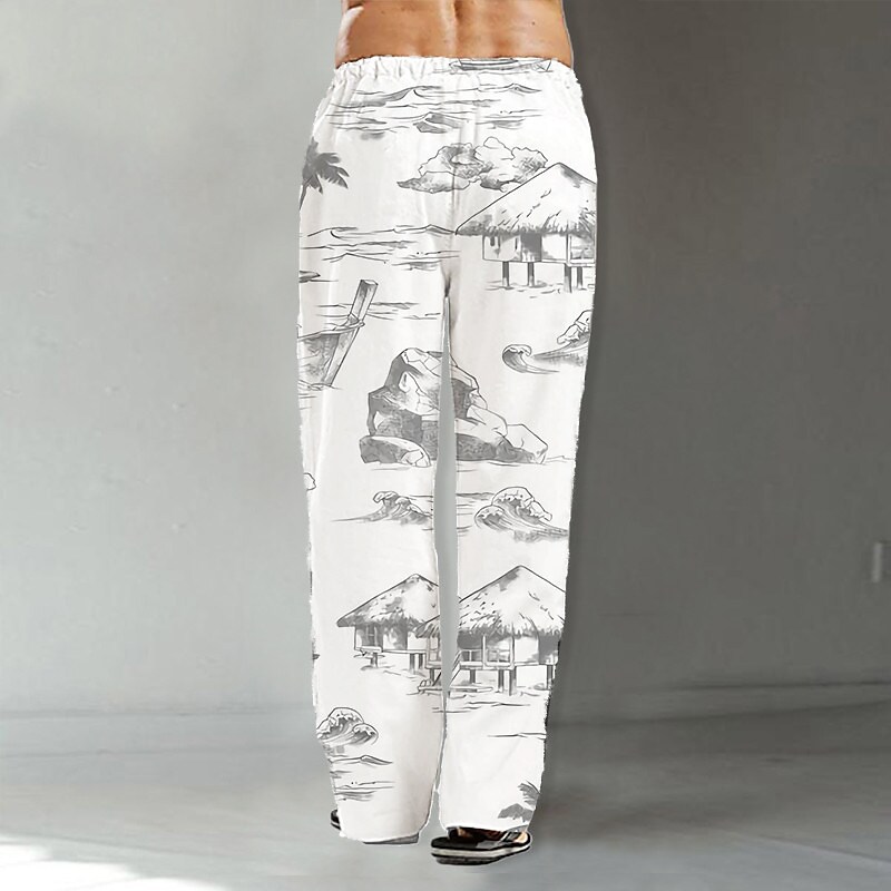 Men's Beach Pants Drawstring Elastic Waist Print Graphic Prints Comfor