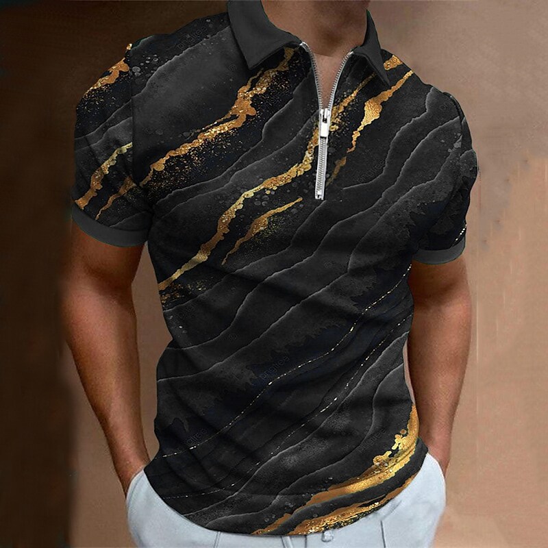 Men's Collar Polo Shirt Golf Shirt Turndown 3D Print Casual Short Slee