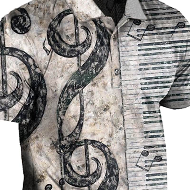 Men's Collar Golf Shirt Notes Turndown Outdoor Street Short Sleeve Button-Down Top