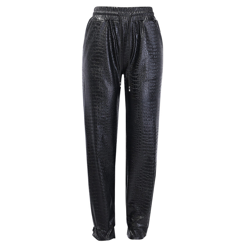 Jacqueline Casual Drawstring Leather Pants