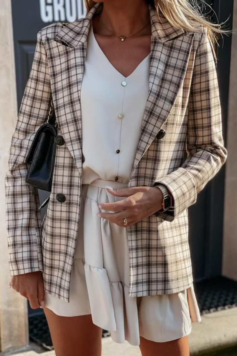 Celso Work Long-Sleeved Suit Plaid Blazer