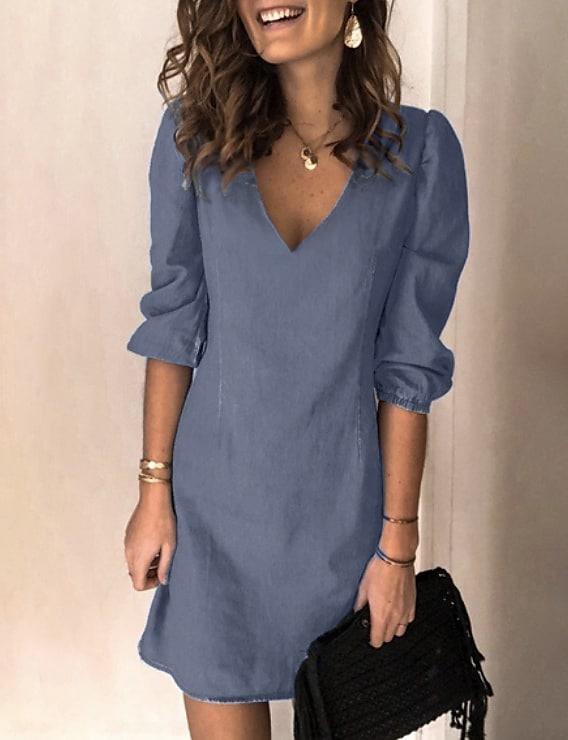 Renee VNeck Denim Dress