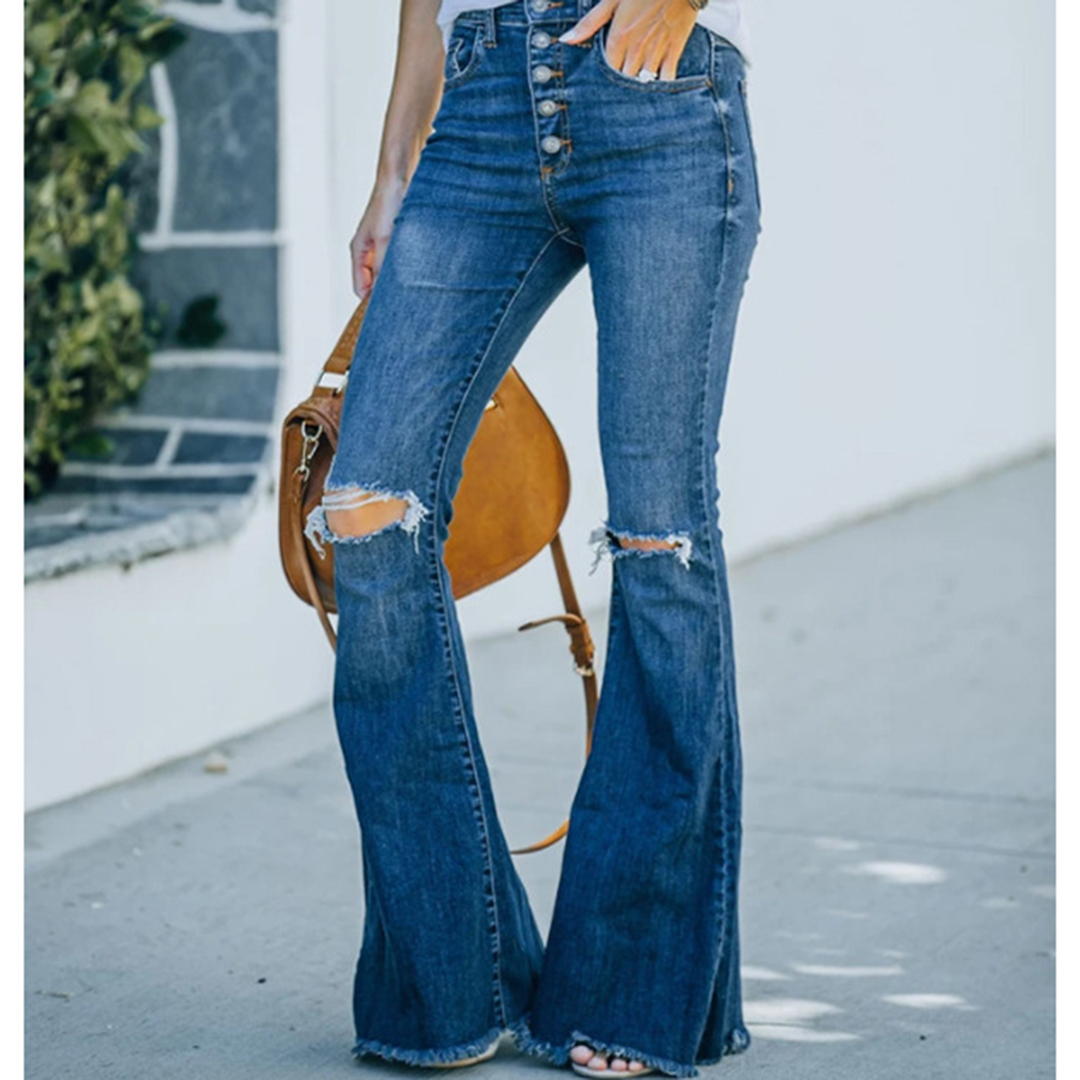 Margaret Ripped High-Rise Flared Jeans