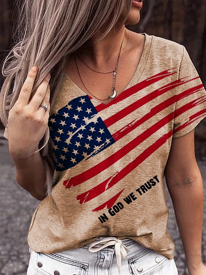 Natalie Independence Day American Flag Print T Shirt Shepicker 9668