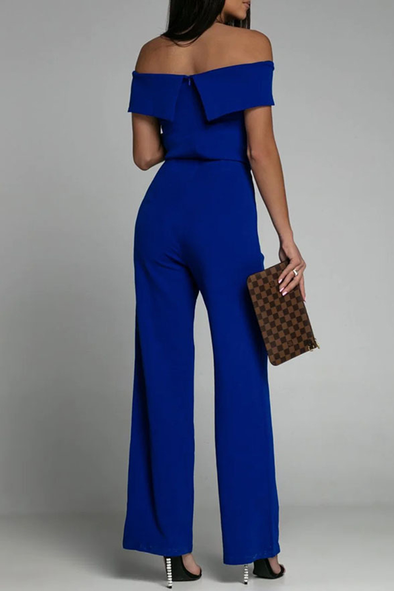 Kellie Fashion Solid Color One-Shoulder Suit Jumpsuit