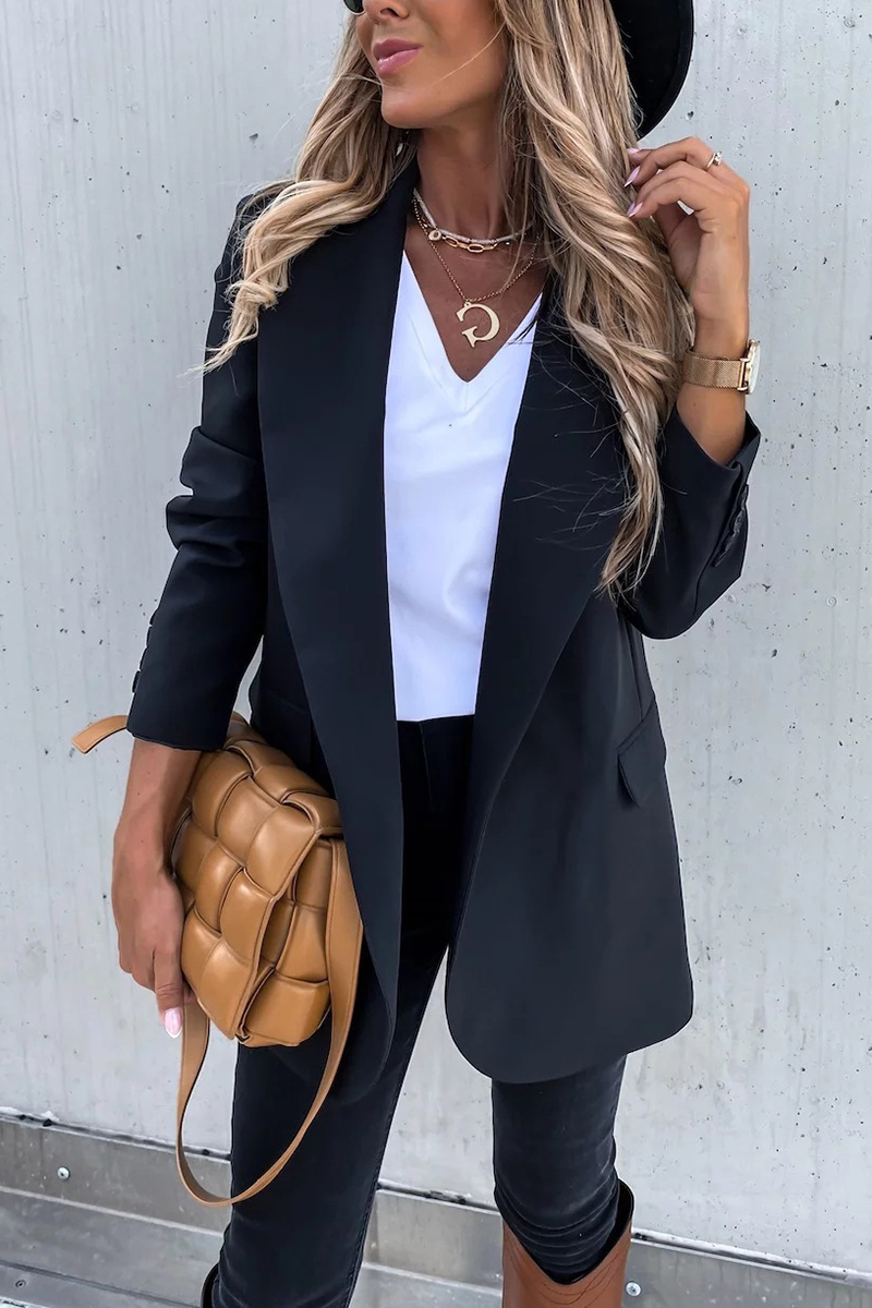 Shepicker Fashion Ladies Black Casual Long Sleeve Blazer
