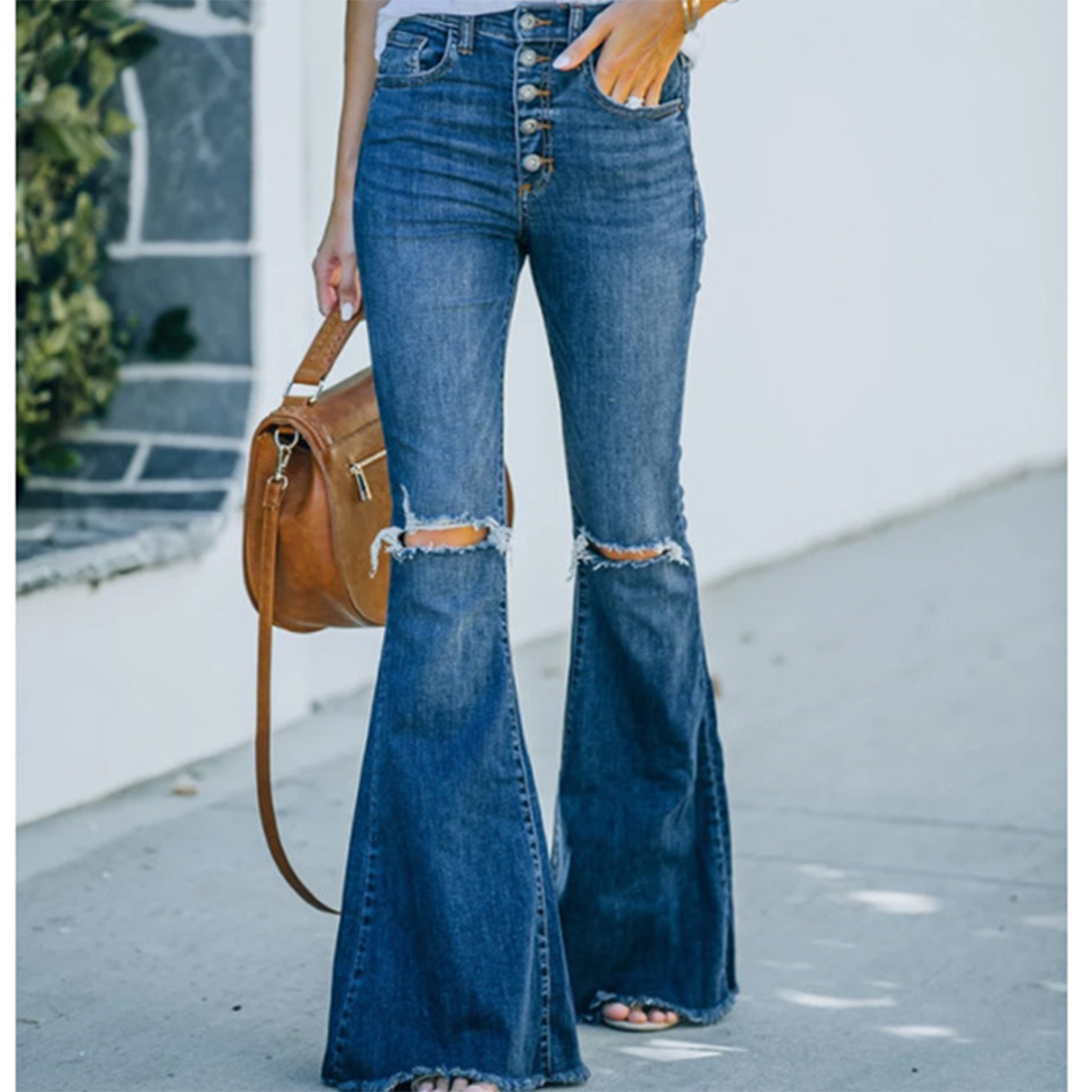 Margaret Ripped High-Rise Flared Jeans