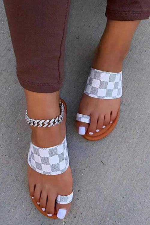 Tori Checkered One Step Closer Flats Sandals