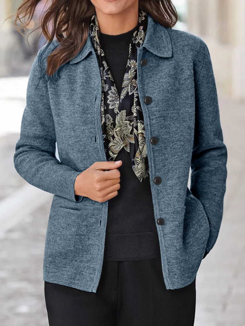 Shepicker Women'S Winter Simple Long-Sleeved Lapel Pocket Jacket