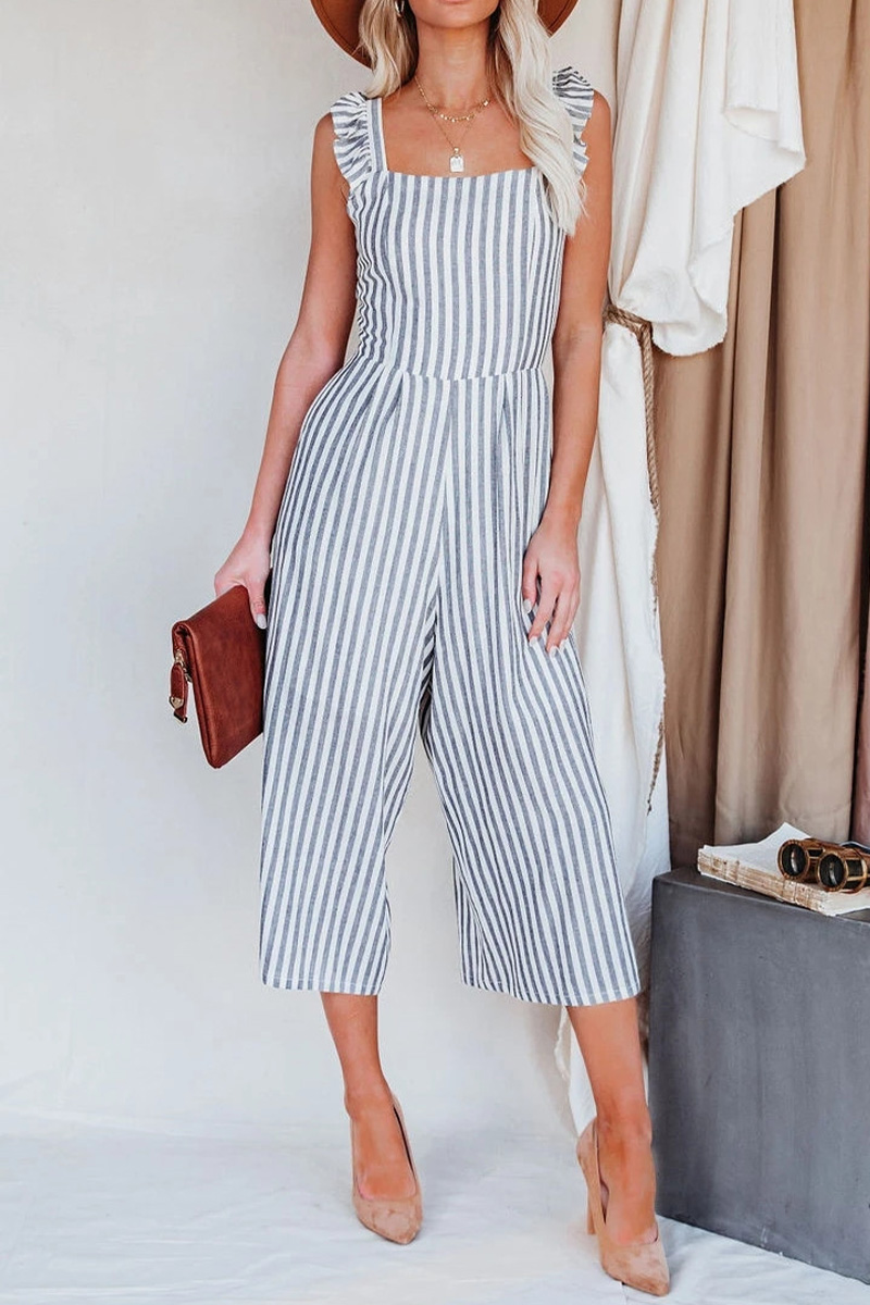 Eilidh Flip Side Pocketed Striped Ruffle Jumpsuit