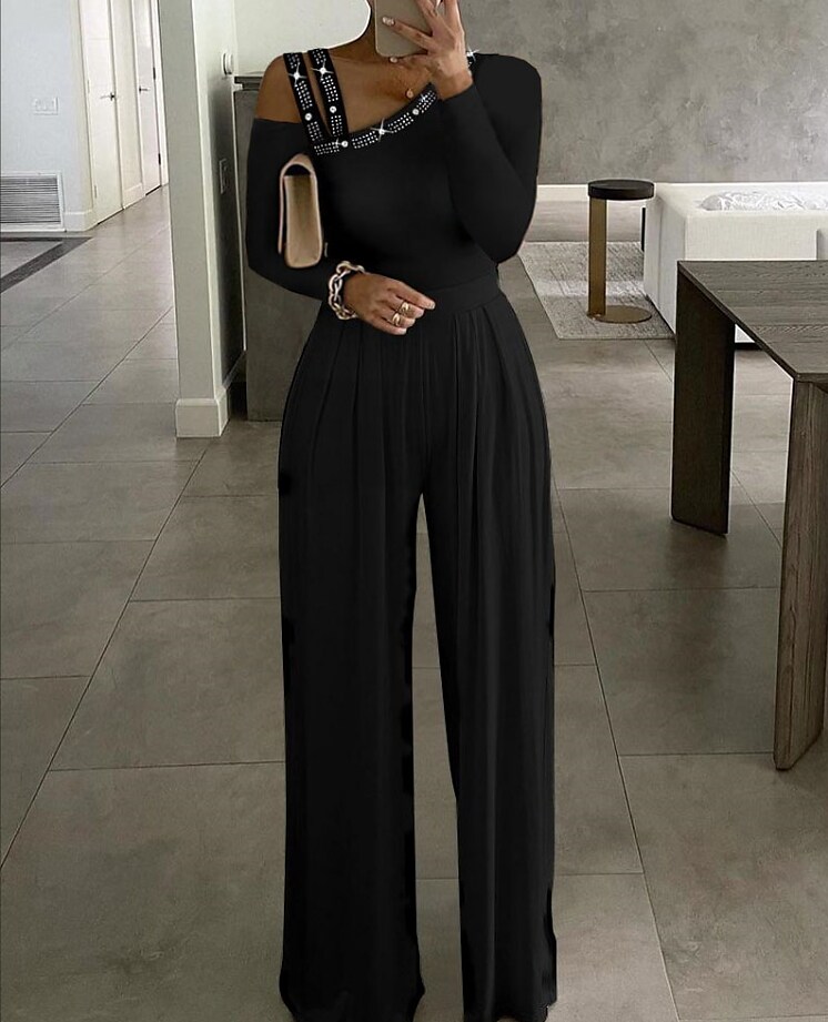 Shepicker Solid Color Cold Shoulder Ordinary Party Business Straight J