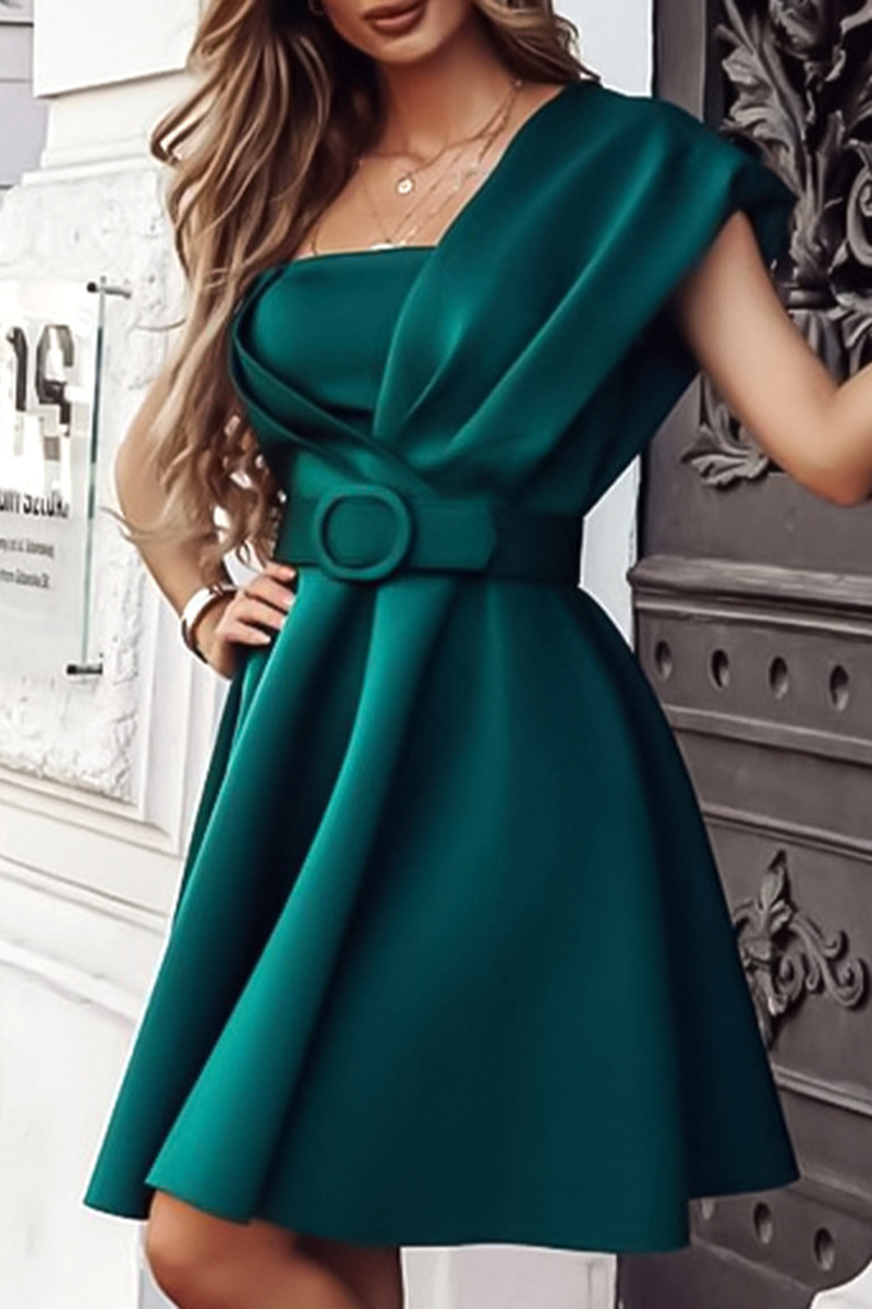 Necydress Thecla One-Shoulder Solid Color Party Dress