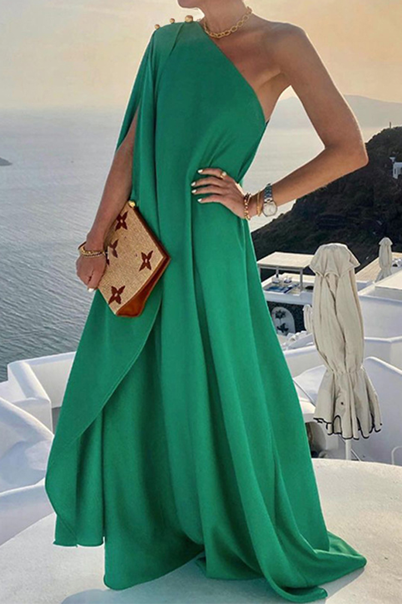 Dorothea One Shoulder A-Line Elegant Maxi Dress