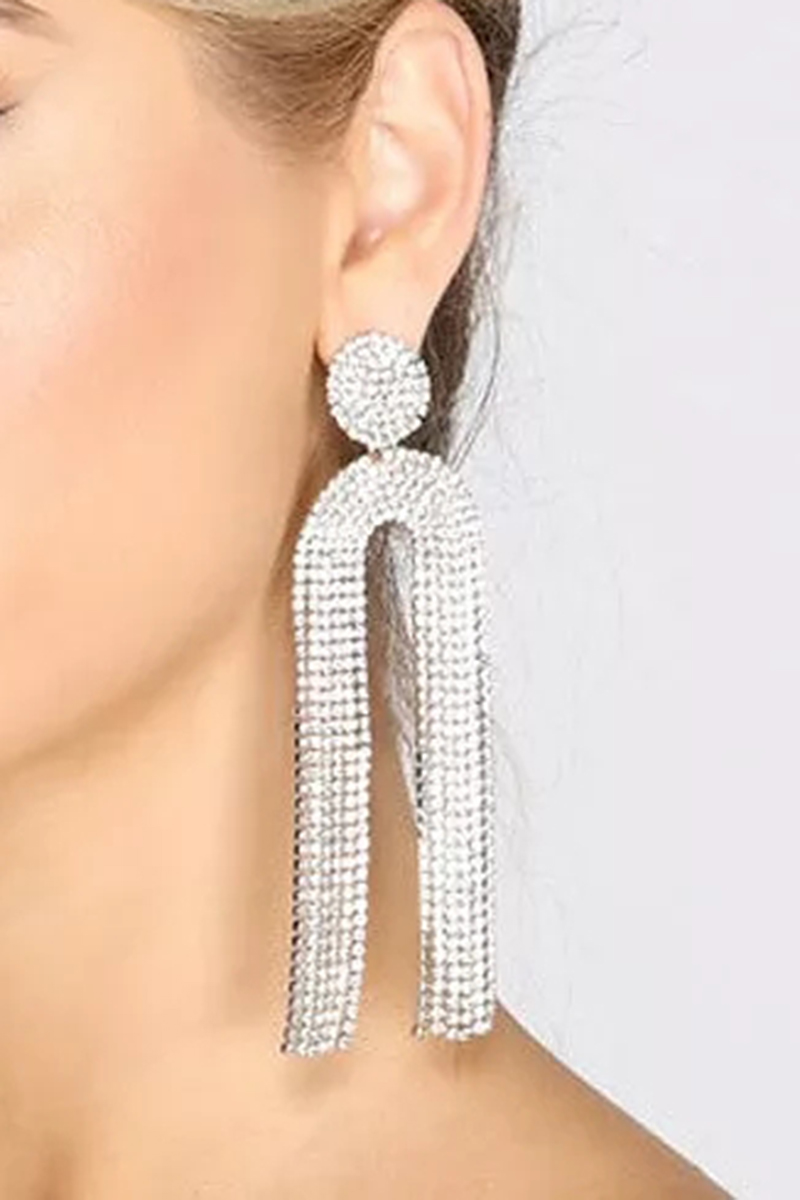 Shepicker Women'S White Drop Earrings Geometrical Star Luxury Sweet Imitation Diamond Earrings