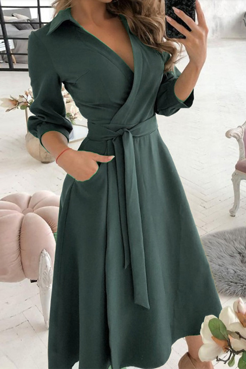 Naomi Long Sleeve V-Neck Printed Hip Dress