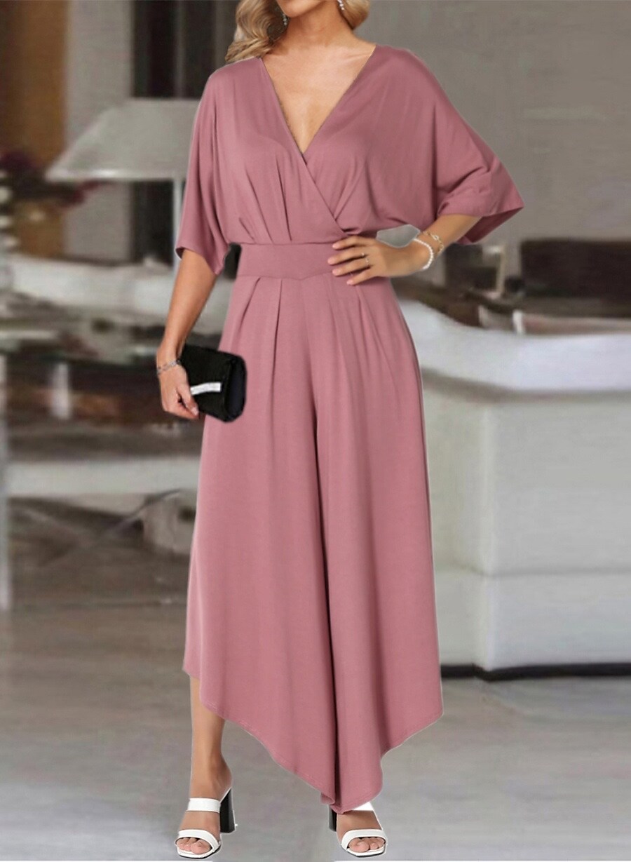 Shepicker Elegant Party Batwing Sleeve Jumpsuit with Train for Women