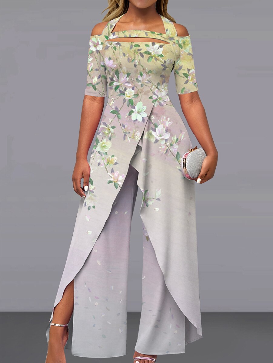 Shepicker Print Floral Off Shoulder Elegant Party Office Jumpsuit