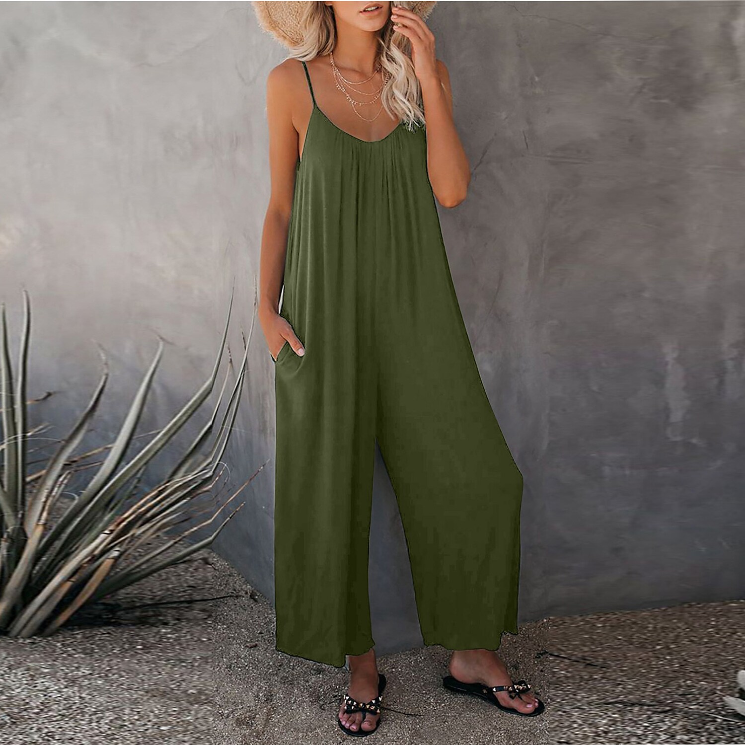 Shepicker Casual Comfy Striped Long Jumpsuit