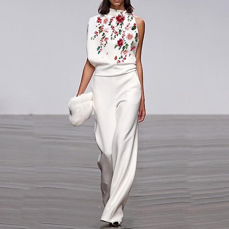 Shepicker Print Floral Off Shoulder Sleeveless Jumpsuit