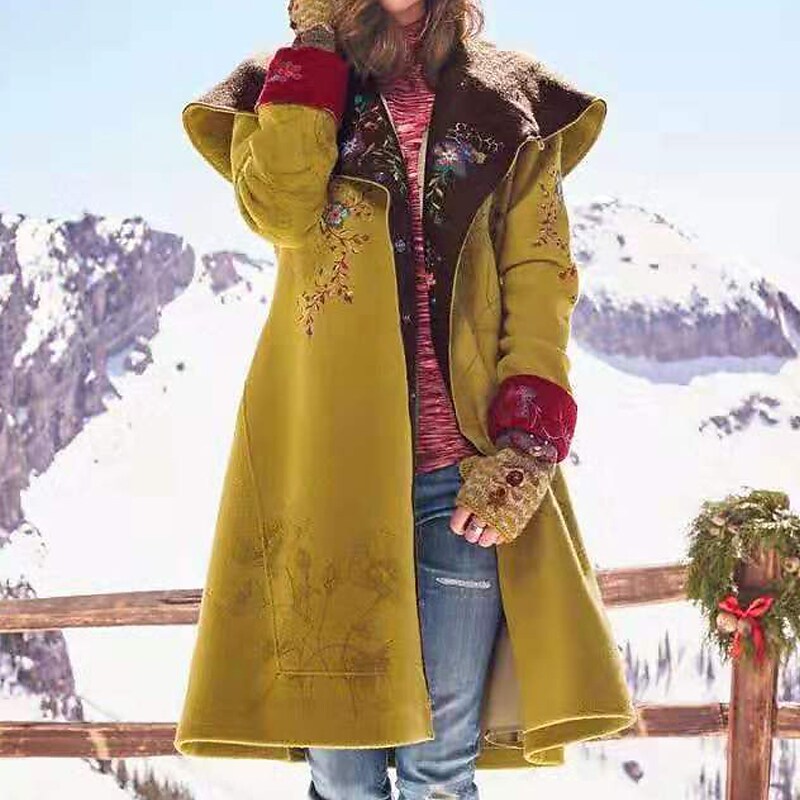 Shepicker Women's Winter Coat Warm Breathable Outdoor Daily Wear Vacation Going out Print Outerwear