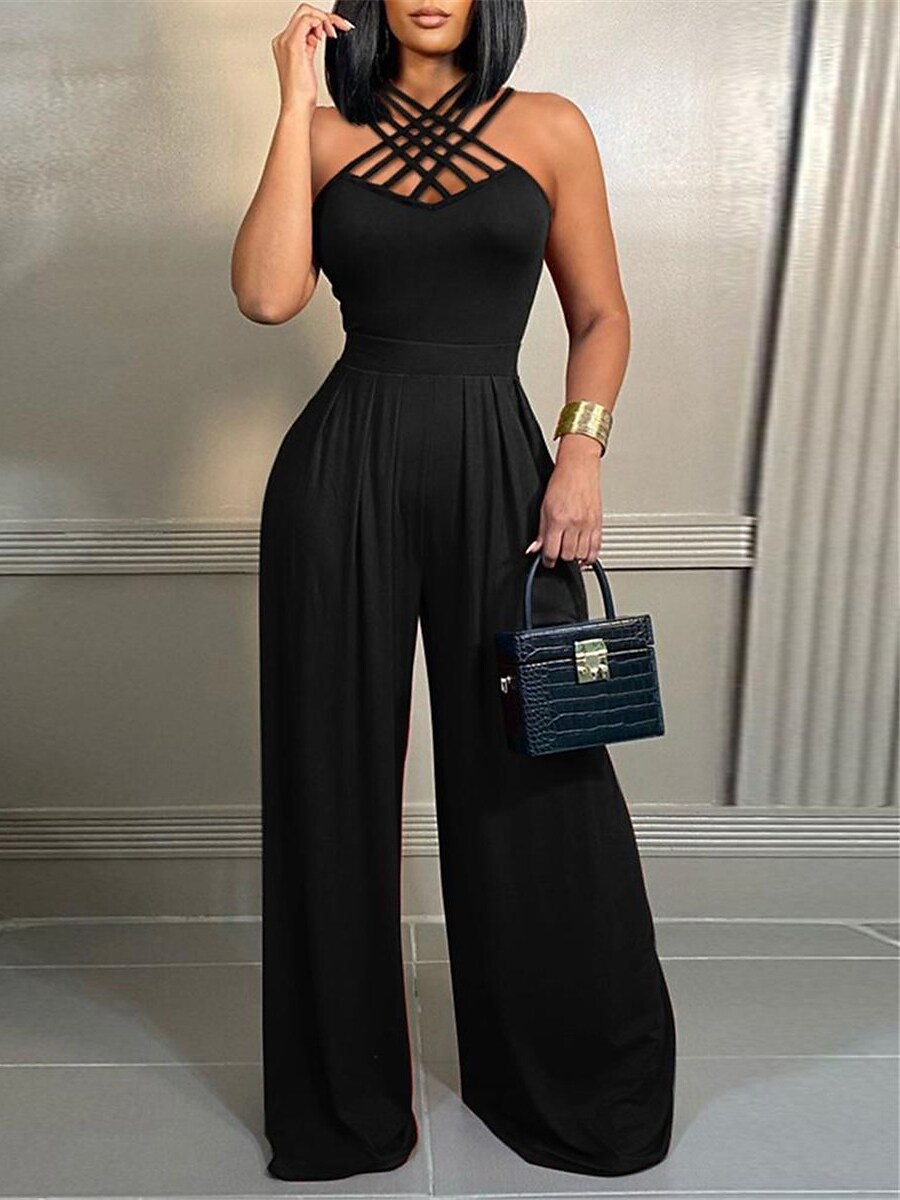 Shepicker Backless High Waist Halter Party Cocktail Jumpsuit for Women