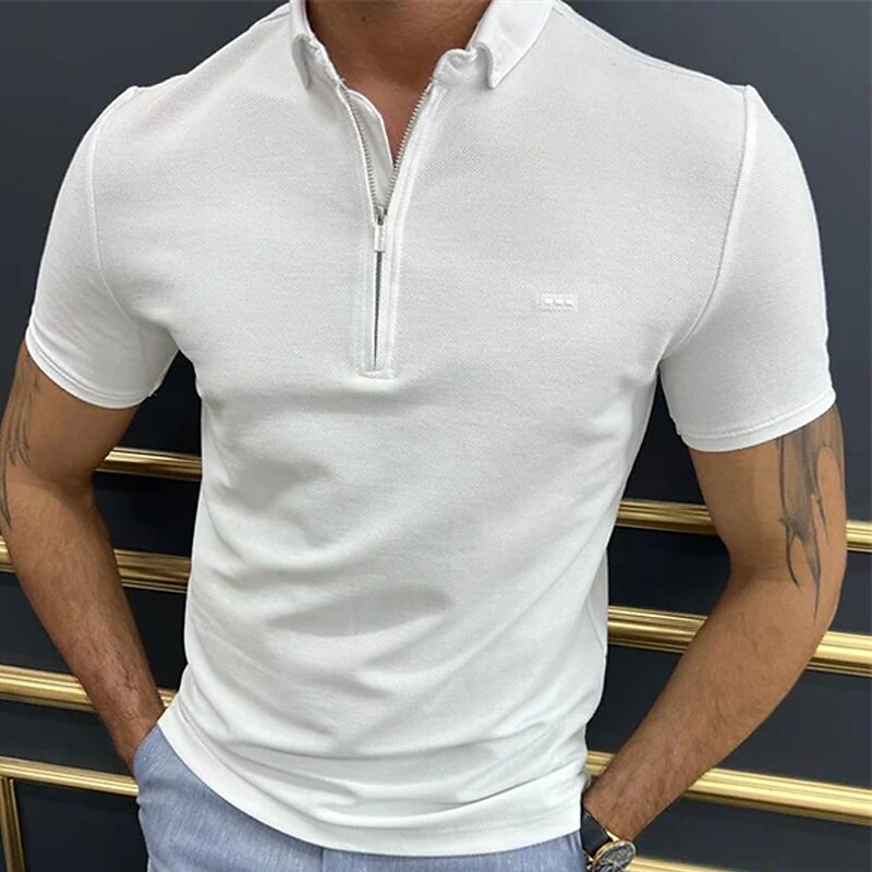 Men's Solid Color Turndown Casual Golf Shirt