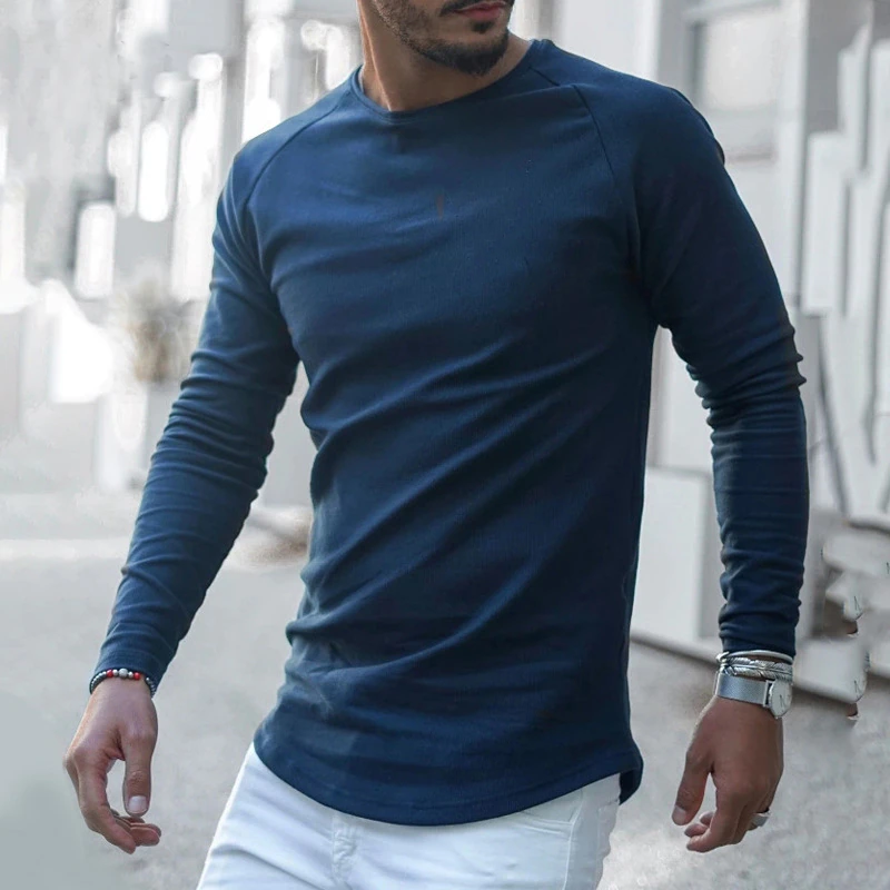 Men's Solid Color Basic Fitness Top