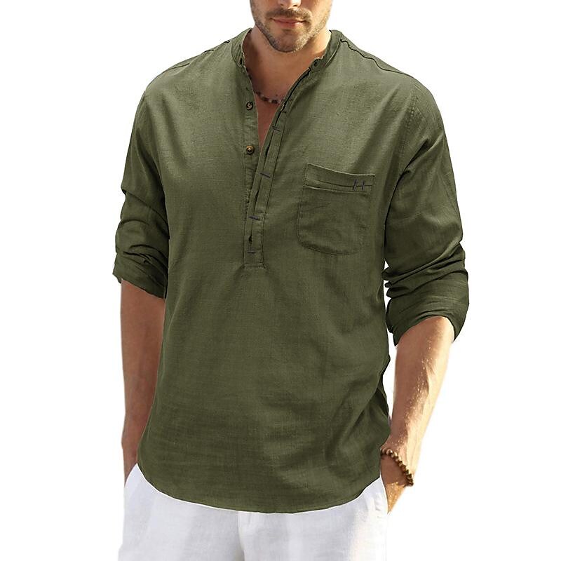 Men's Mixed Cotton Long-Sleeved Holiday Shirt