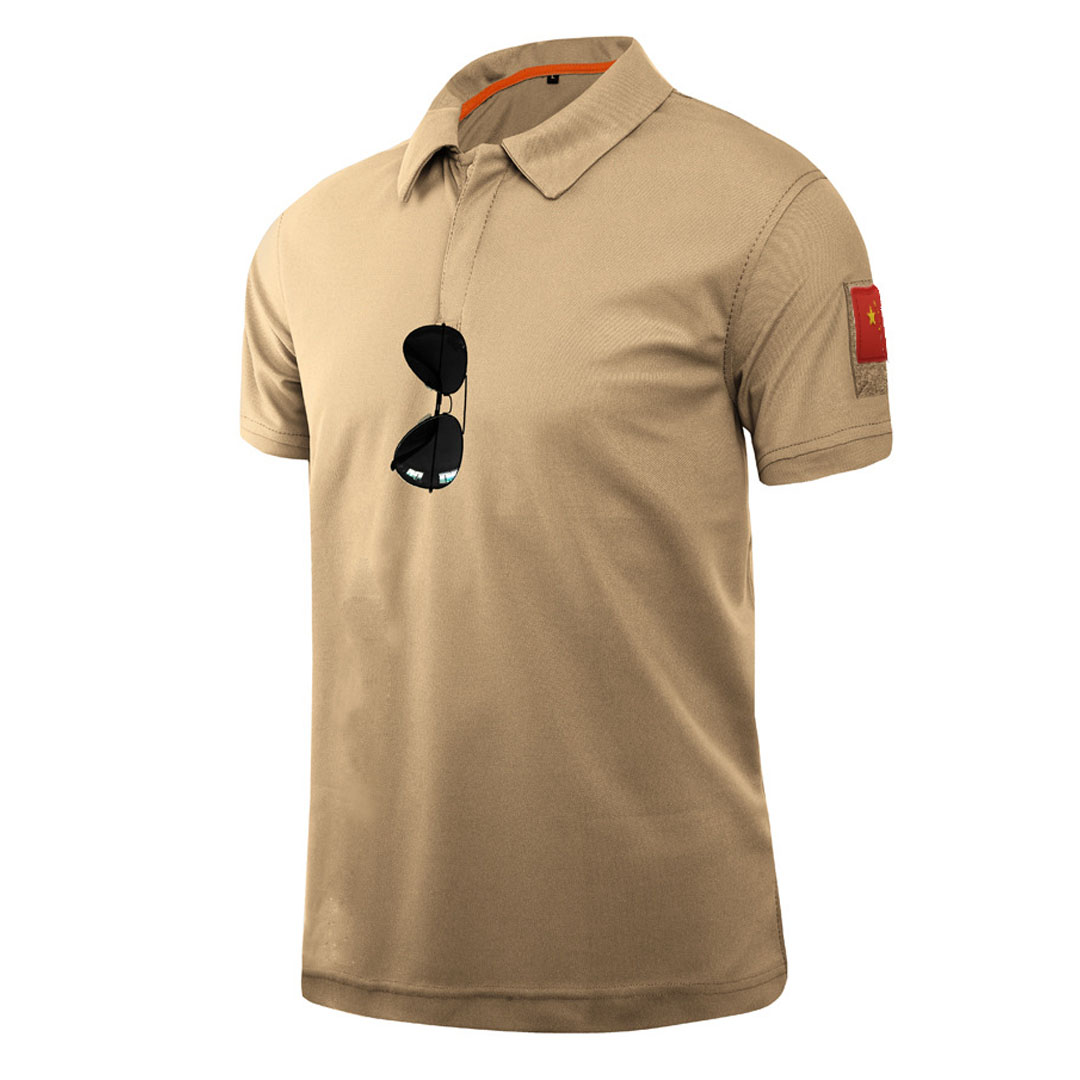 Men's Solid Polo Collar Quick Drying T-shirt
