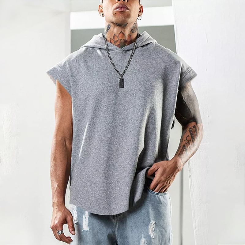   Fitness Pullover Sports Hooded Vest Tank Top