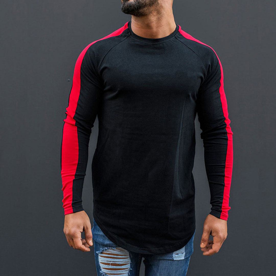 Men's Long sleeve contrasting colours Sport T-shirt 