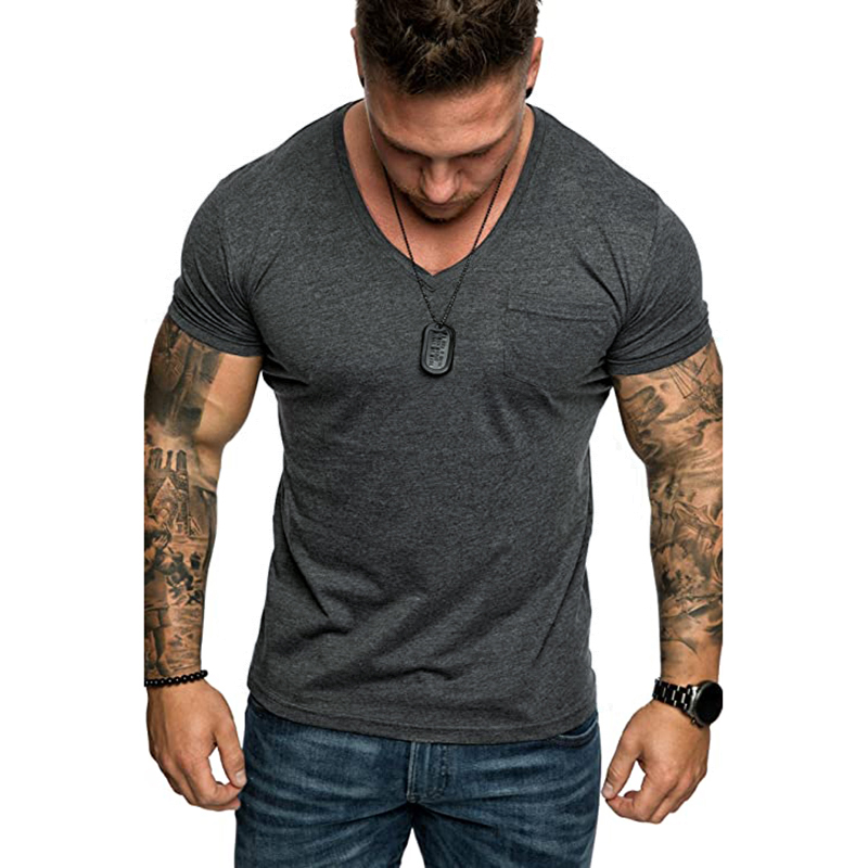 Men's Solid Color Breathable Pocket T-shirt