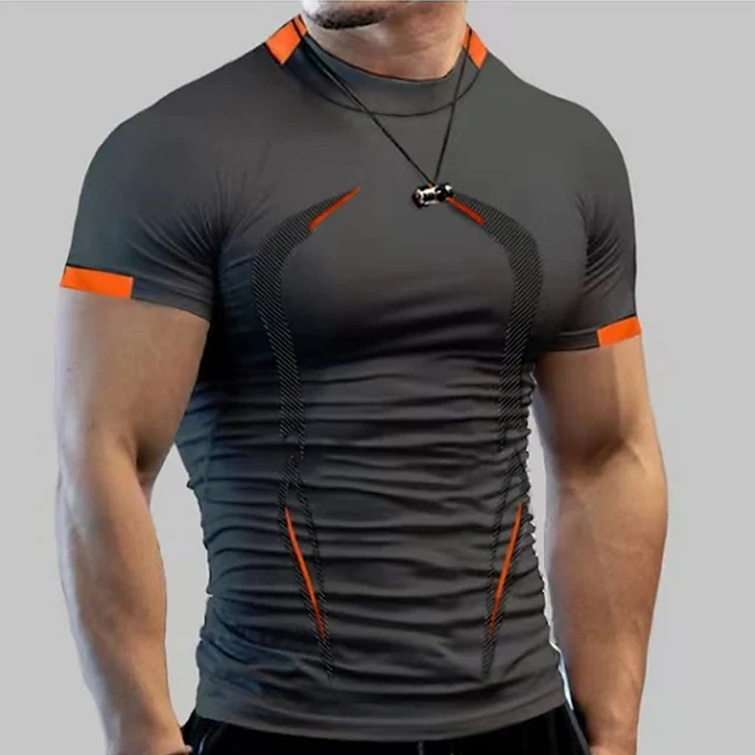 T shirt Color Block Round Neck Casual Sports Short Sleeve Tops Muscle