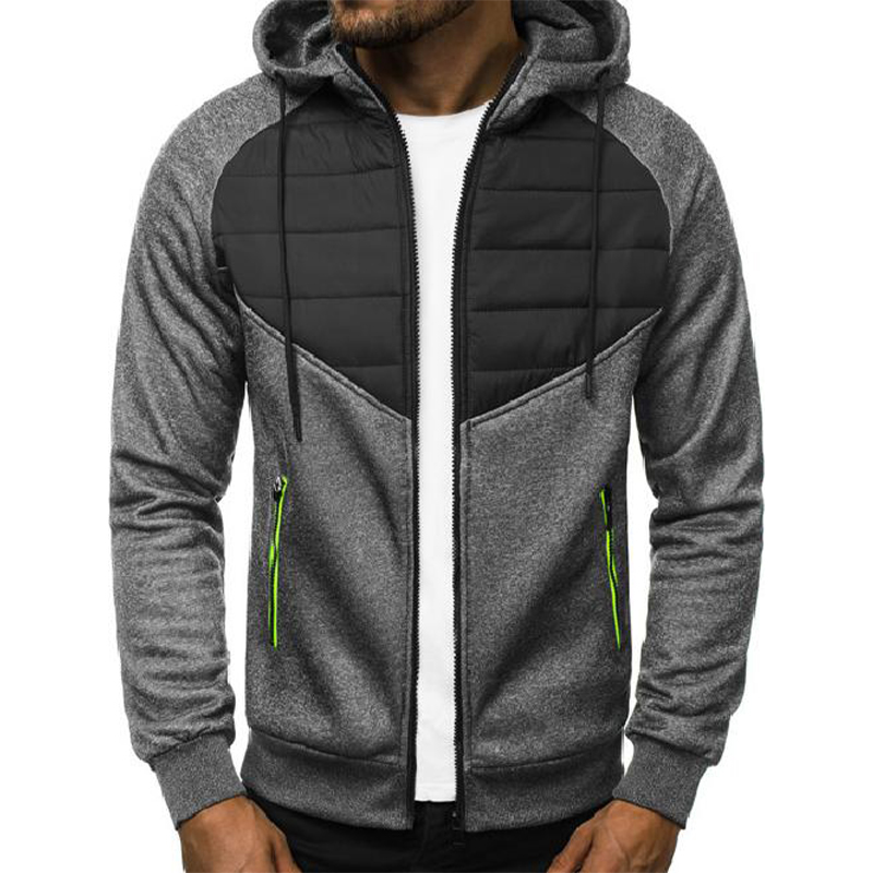 Gymstugan Men's Hooded Patchwork Padded Performance Jacket-A