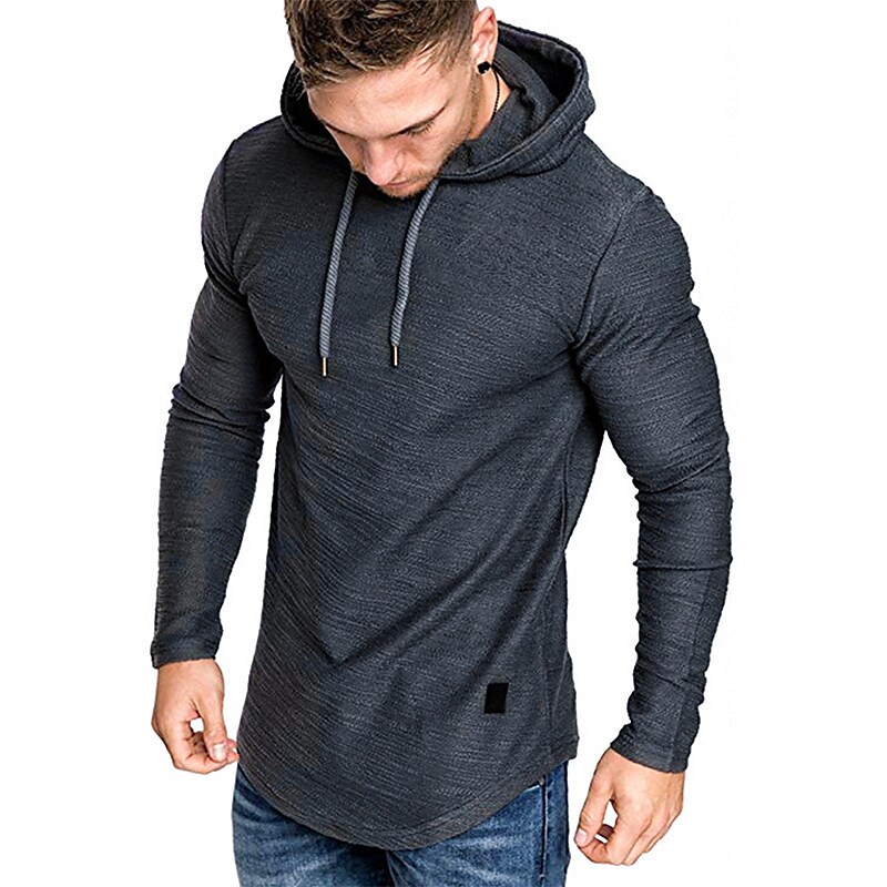 Gymstugan Hoodies muscle workout shirts tee long sleeve fitted hooded