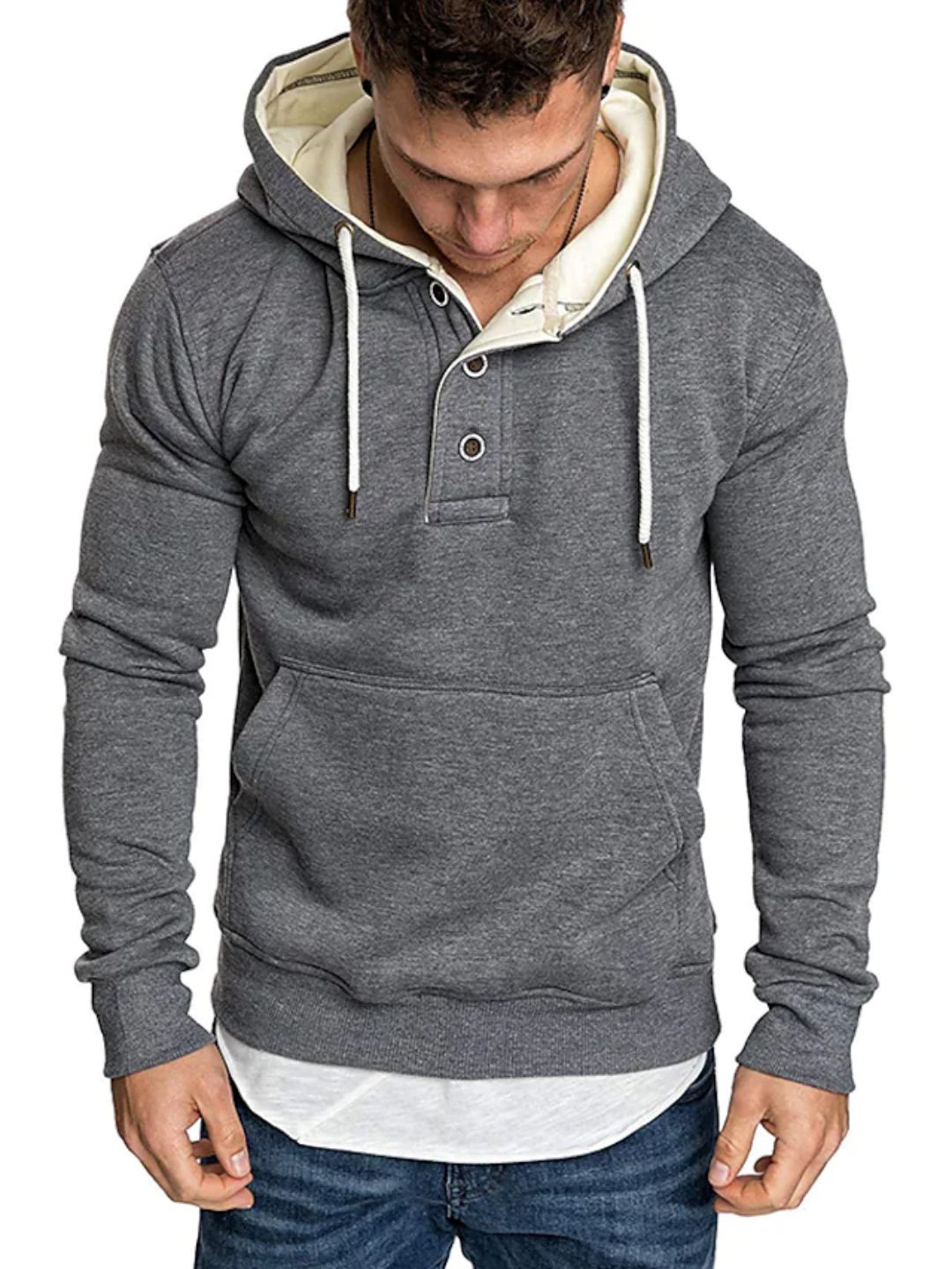 Men's Solid Color Sports Pullover Hoodie
