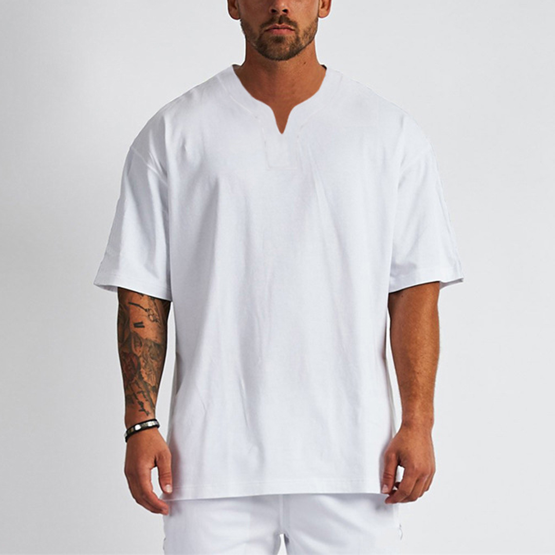  Men's V-neck Oversized Breathable Casual T-shirt
