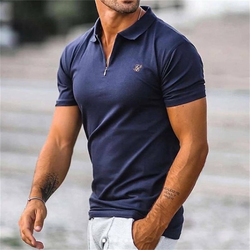 Men's Solid Color Turndown Casual Golf Shirt