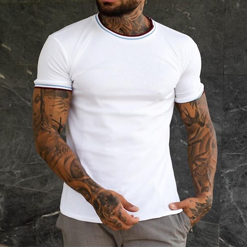 Men's Solid Color Round Neck Casual T shirt