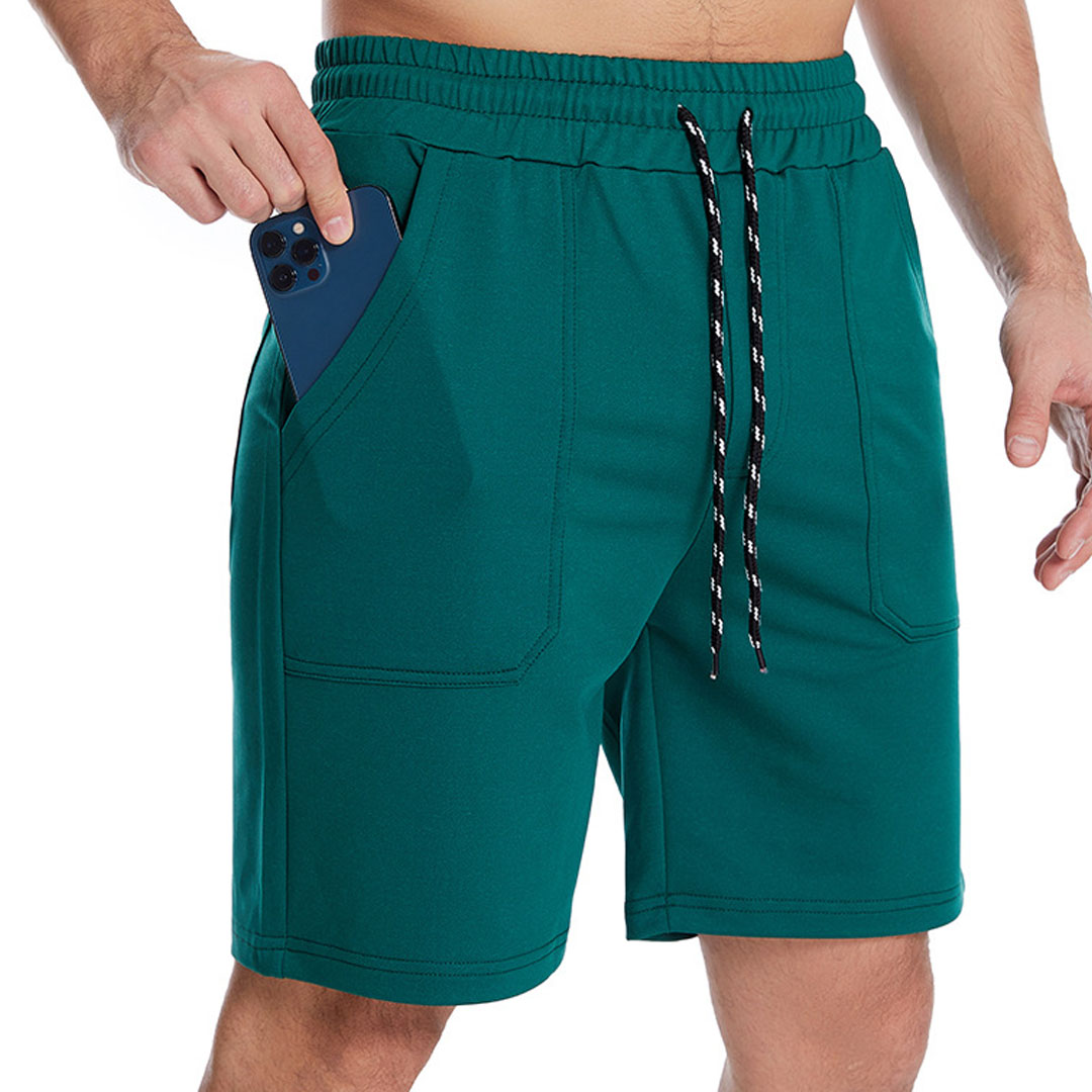 Men's Solid Color Pocket Sports Shorts