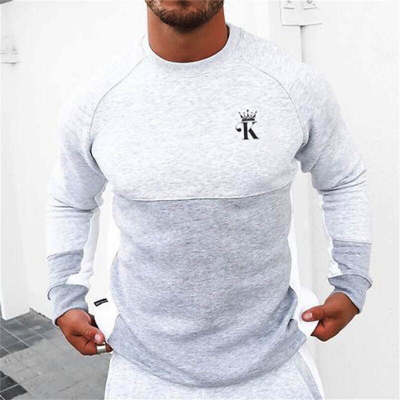 Men's Pullove Patterned Color Block Patchwork  Sweatshirt