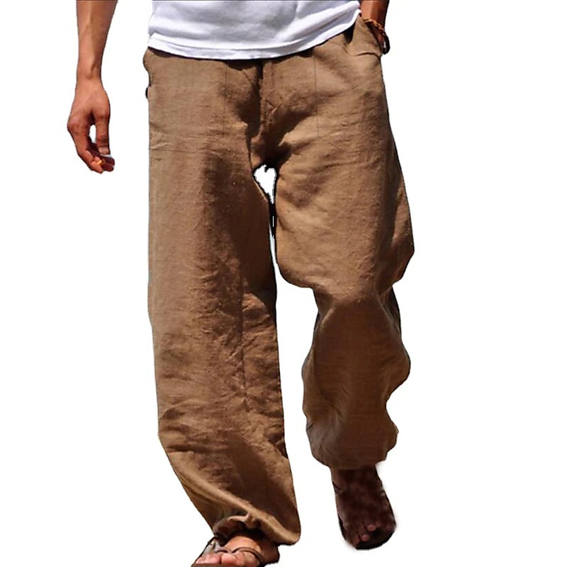 Men's Straight Chinos Drawstring Design Casual Pants