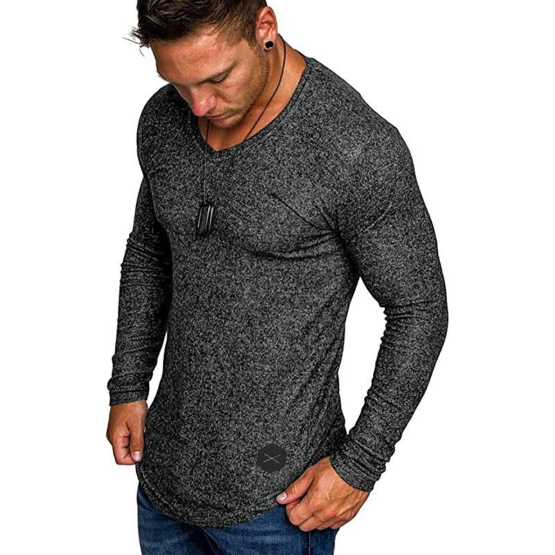 Men's Solid Color Stretch Casual T-shirt
