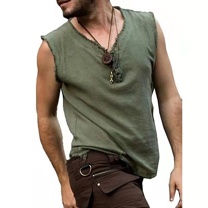 Men's Solid Color V Neck Casual Sleeveless Tank Top