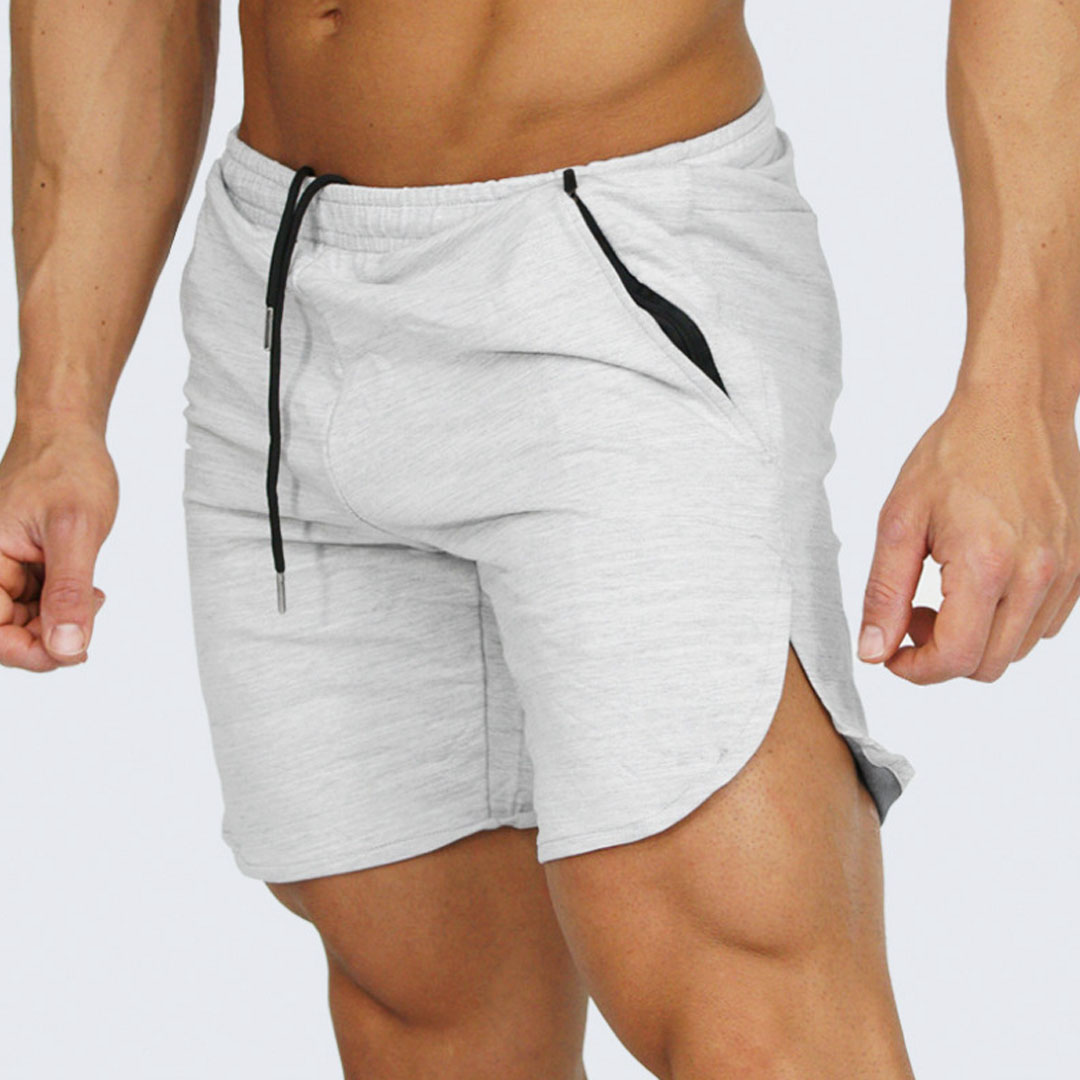 Men's Solid Color Zipper Pockets Running Shorts