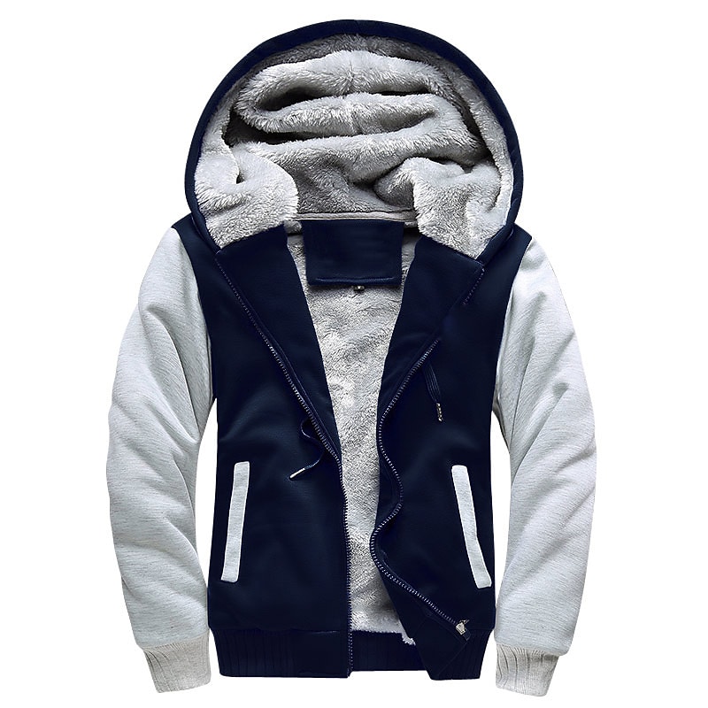Gymstugan Fleece Hoodie Contrast Color Casual Sports Jacket