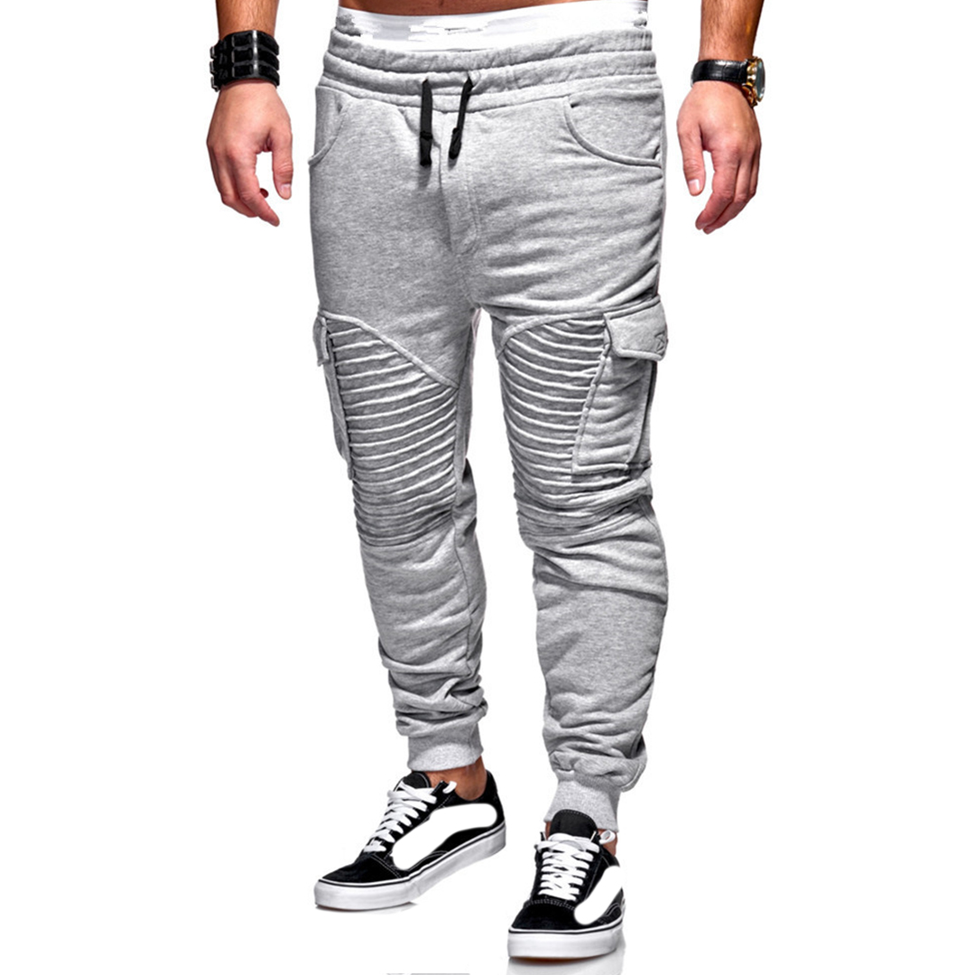 Men's Pleated Patchwork Jogging Pants